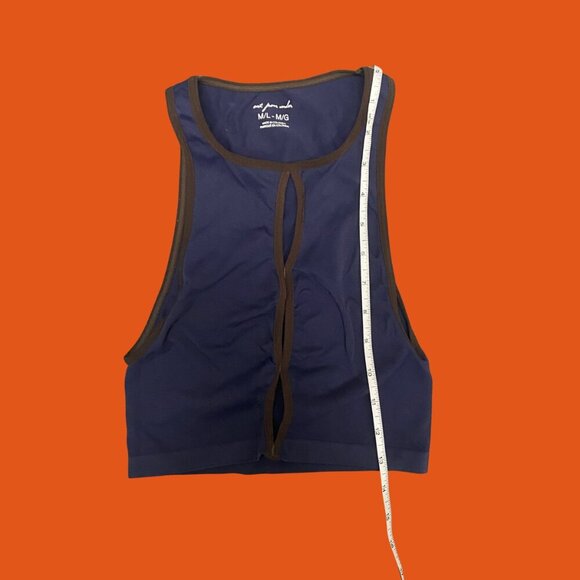 ✨ Out From Under Navy & Brown Trim Mesh Detail Cropped Tank (M/L) - Picture 5 of 6